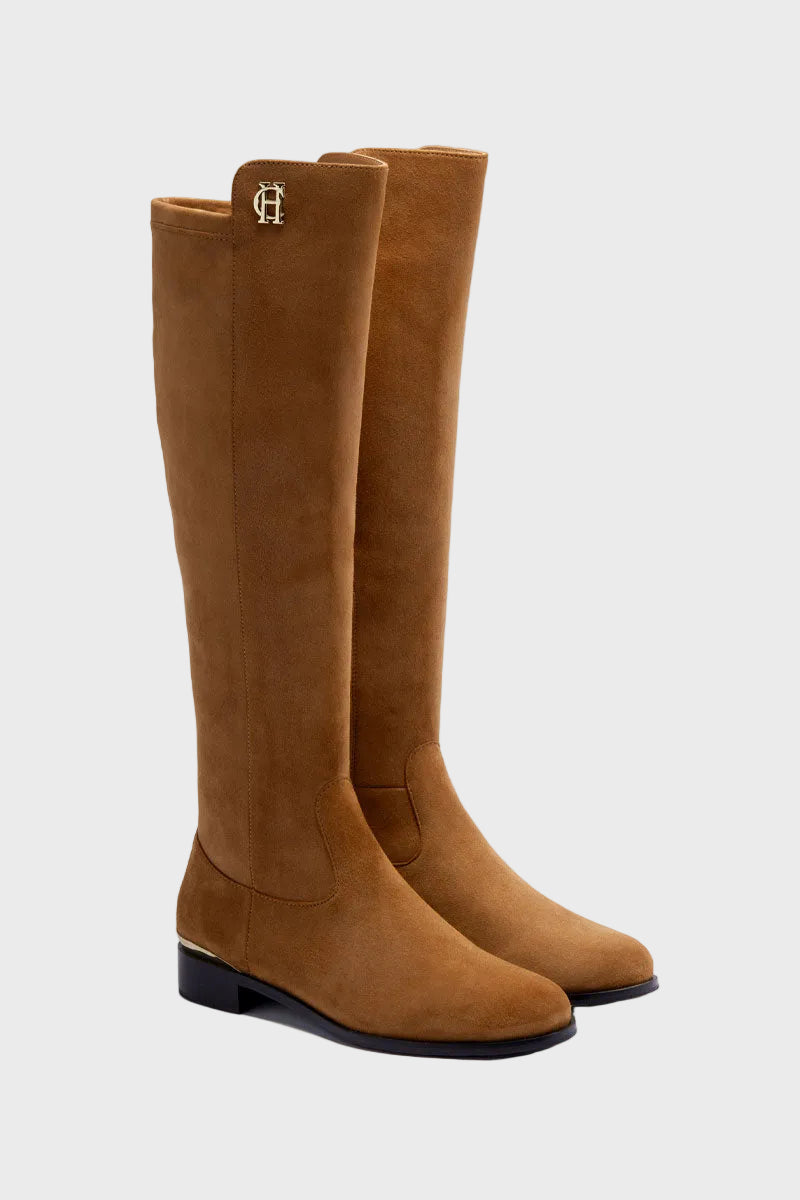 Holland Cooper Albany Knee Boot Tan Suede