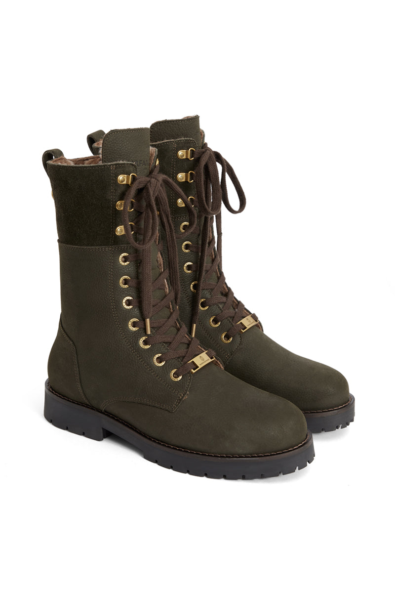 Fairfax & Favor Shearling Lined Anglesey Boot Moss Green 