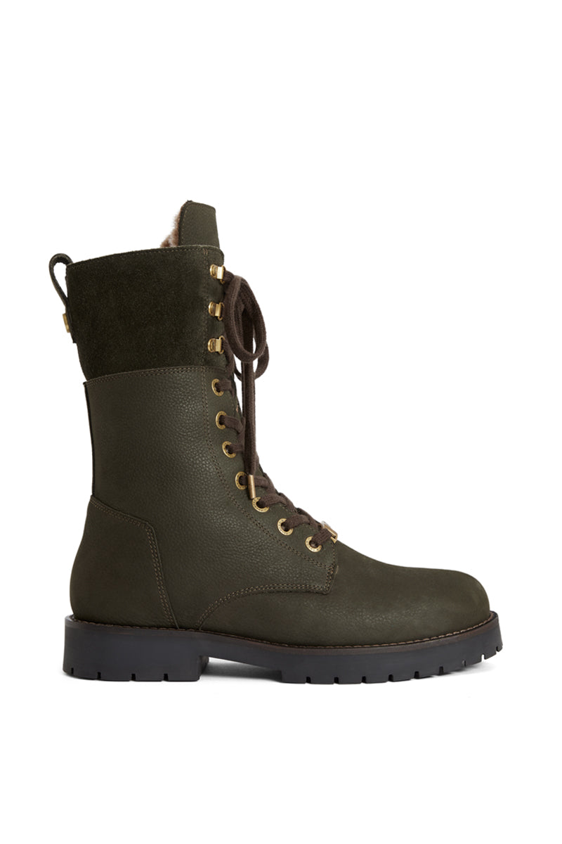 Fairfax & Favor Shearling Lined Anglesey Boot Moss Green