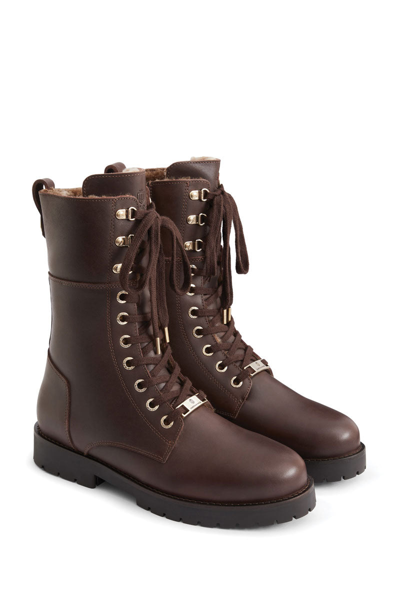 Fairfax & Favor Anglesey Combat Boot Mahogany Leather