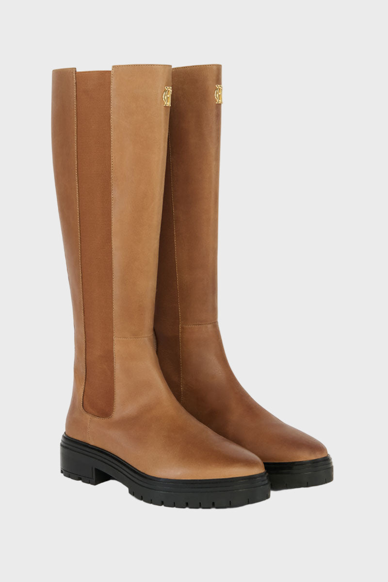 Holland Cooper Astoria Knee Boot Vintage Tan Leather