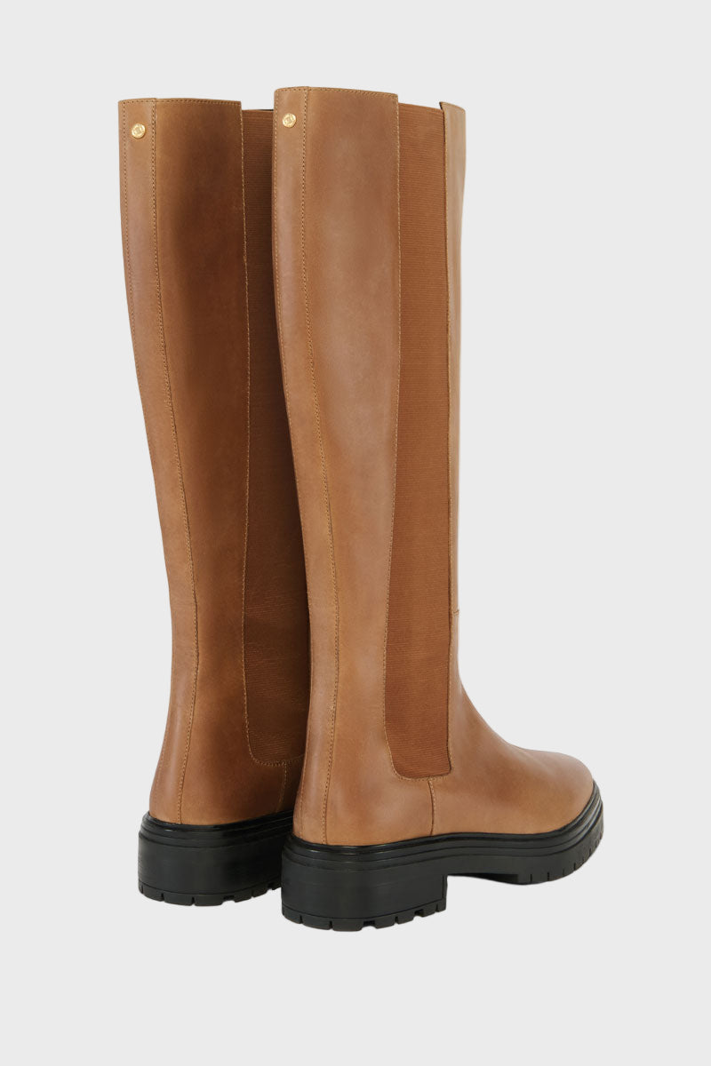 Holland Cooper Astoria Knee Boot Vintage Tan Leather