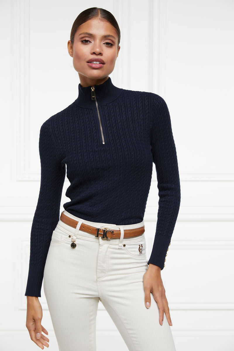 Holland Cooper Ava Quarter Zip Knit Ink Navy