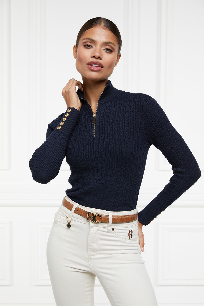 Holland Cooper Ava Quarter Zip Knit Ink Navy