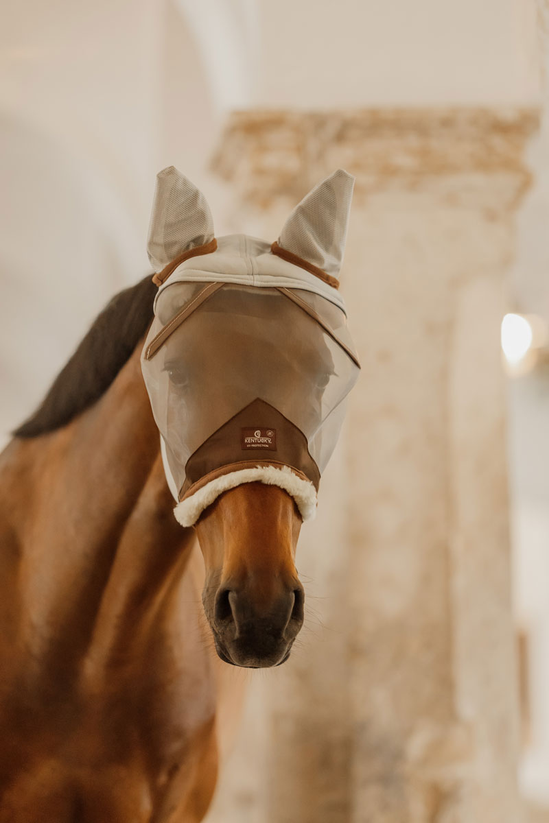 Kentucky Horsewear Fly Mask Skin Friendly with Ears Silver