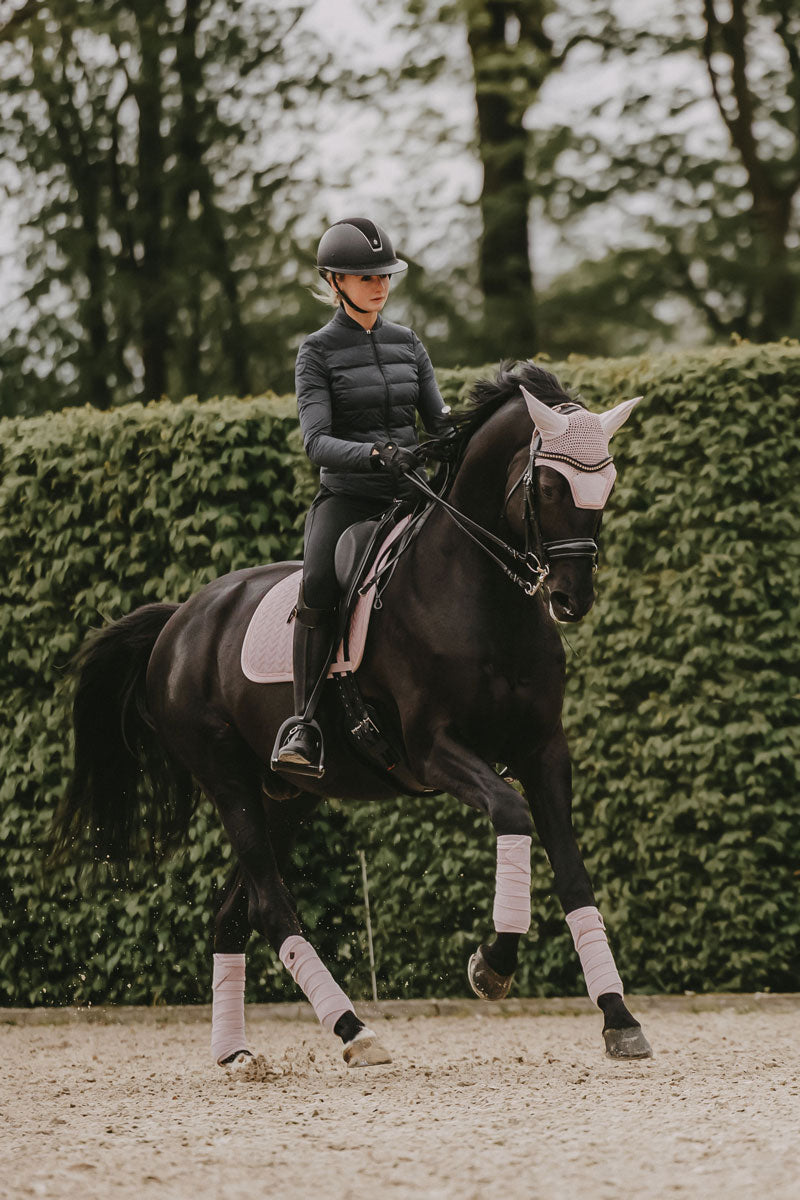 Kentucky Horsewear Wellington Velvet Pearls Fly Veil Soft Rose 