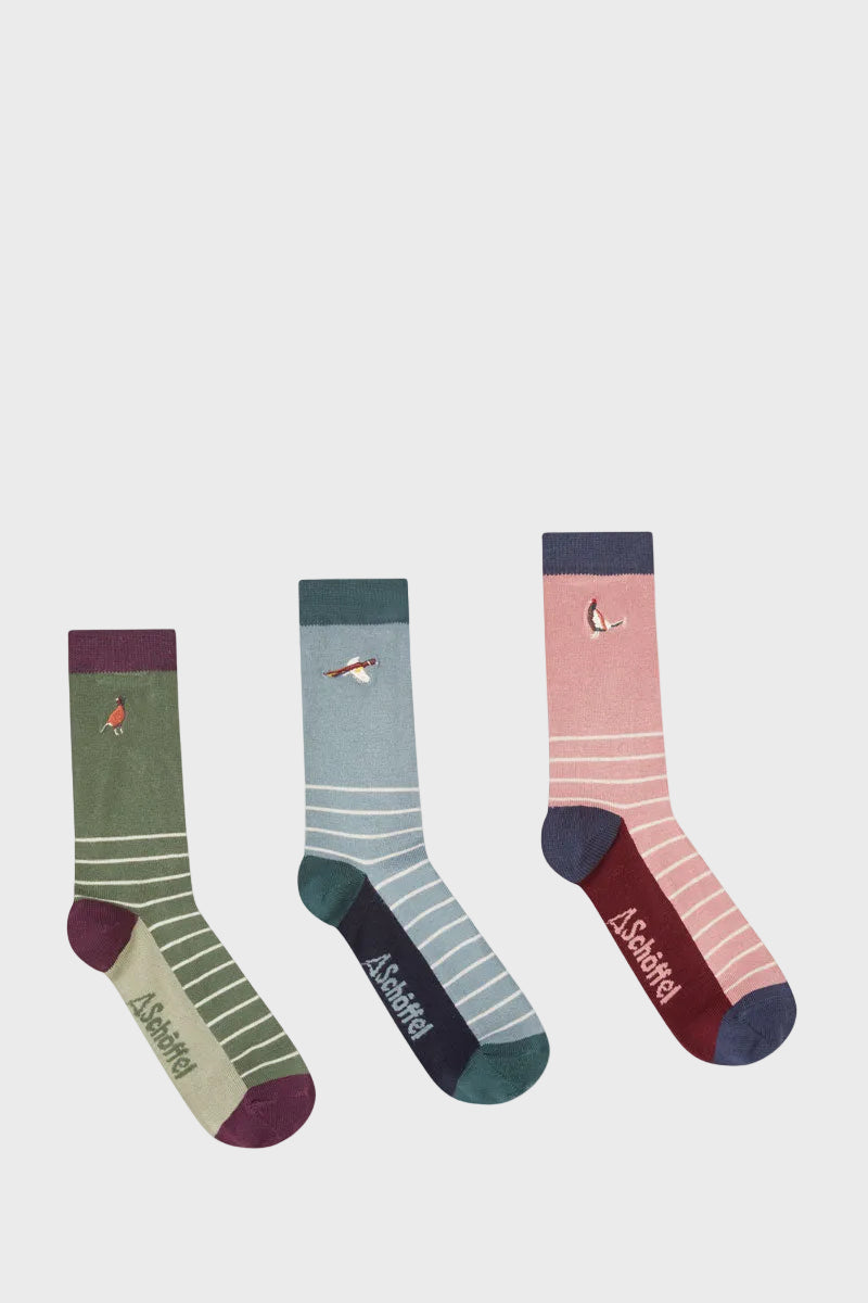 Schoffel Bamboo Sock (Pack of 3) Loden Green Pheasant Mix