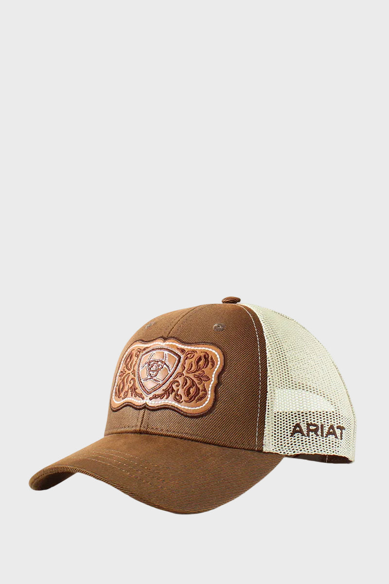 Ariat Floral Leather Patch Cap Brown 