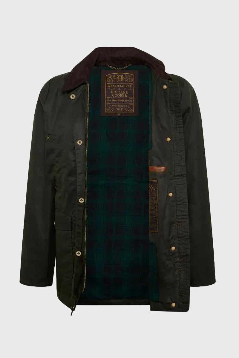 Holland Cooper Belted Waxed Jacket Dark Olive 