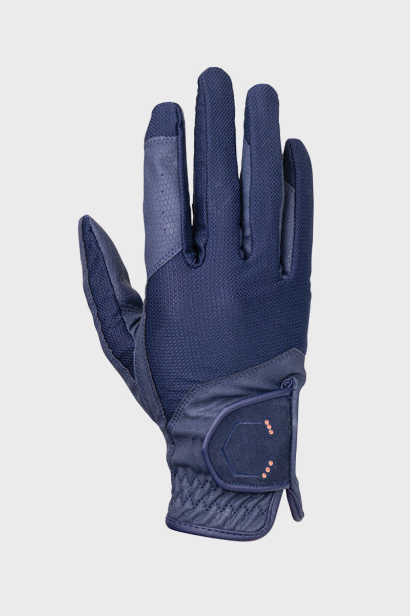 Coldstream Next Generation Blakelaw Diamante Riding Gloves Navy/Rose Gold 