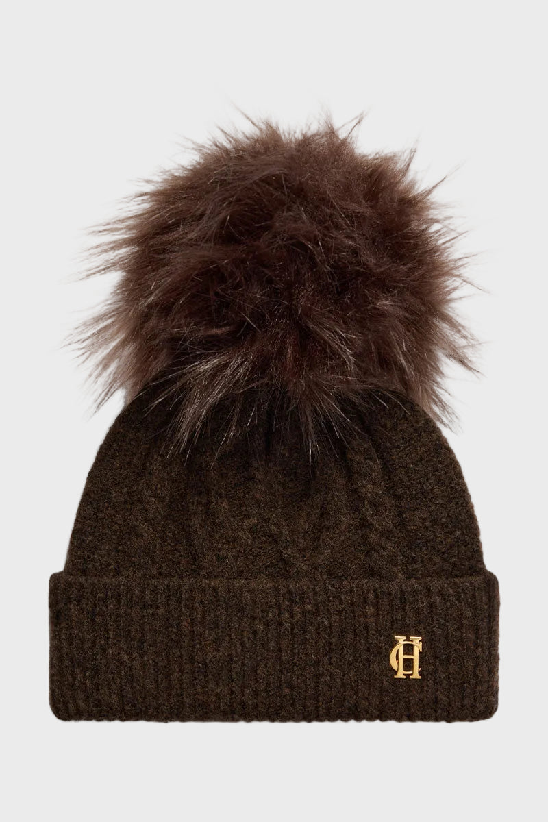 Holland Cooper Sloane Cable Bobble Hat Chocolate