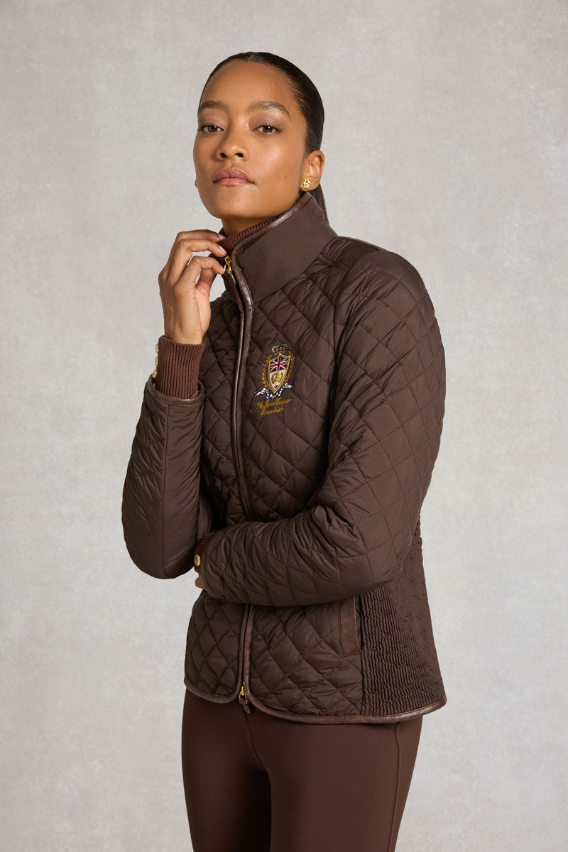 Holland Cooper Boughton Diamond Quilt Jacket Walnut