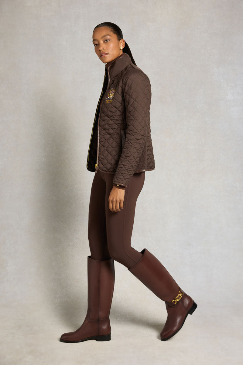 Holland Cooper Boughton Diamond Quilt Jacket Walnut