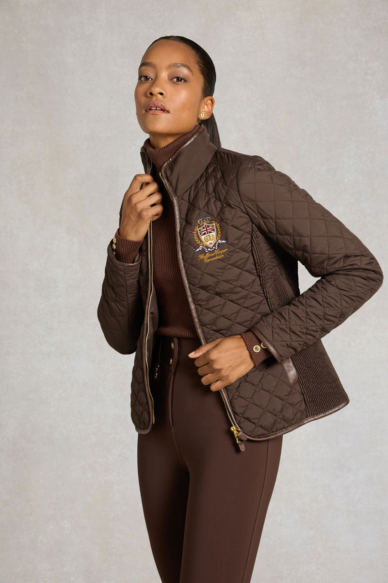 Holland Cooper Boughton Diamond Quilt Jacket Walnut