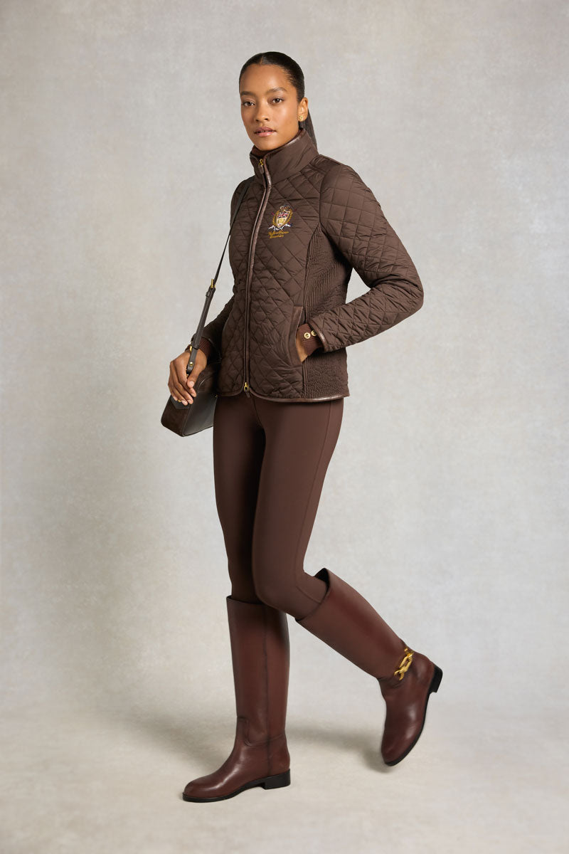 Holland Cooper Boughton Diamond Quilt Jacket Walnut