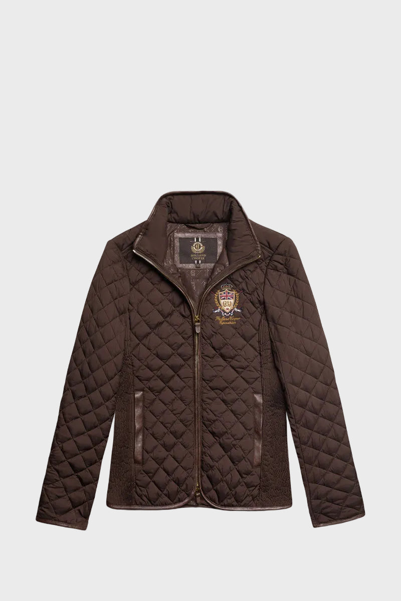Holland Cooper Boughton Diamond Quilt Jacket Walnut