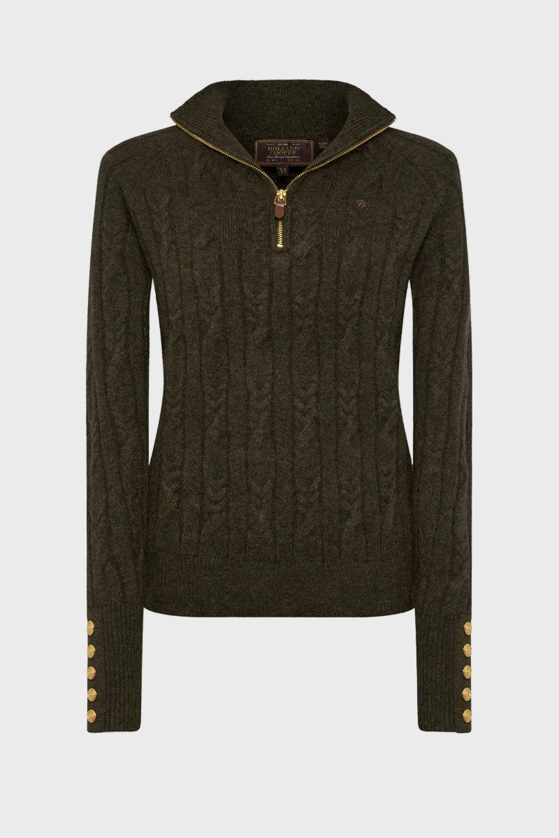 Holland Cooper Bridget Quarter Zip Knit Forest Green 