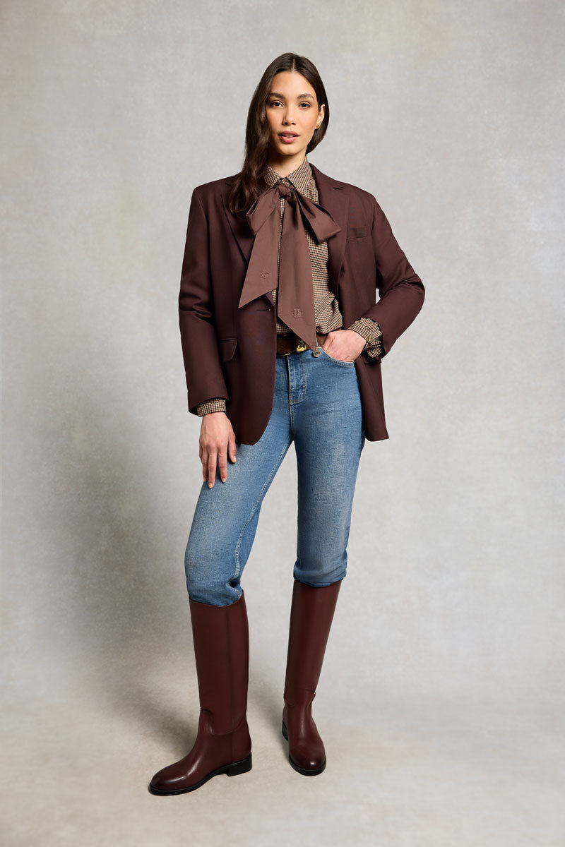 Holland Cooper Burford Blouse Coffee Gingham 