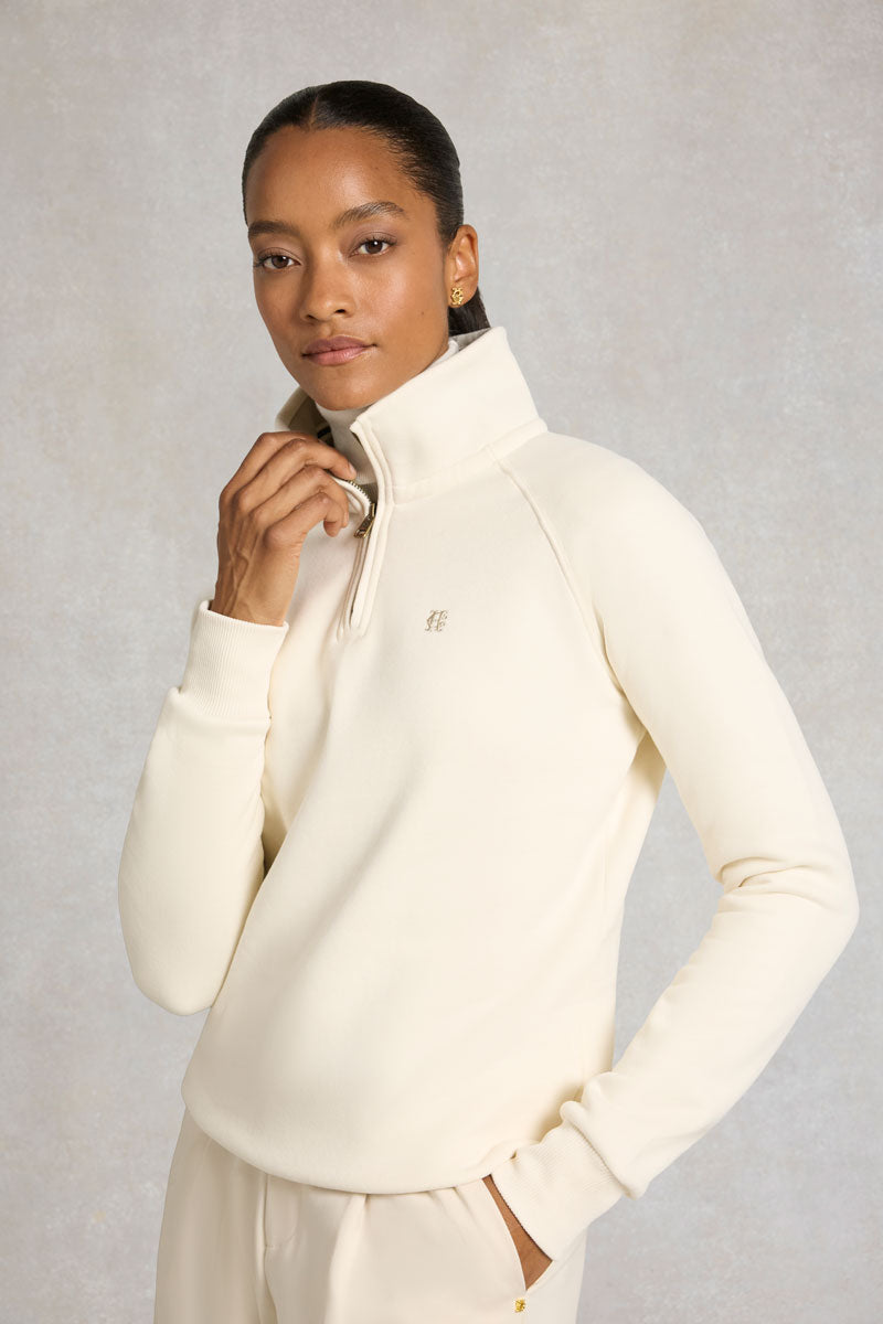 Holland Cooper Burford Quarter Zip Neck Sweat Ecru