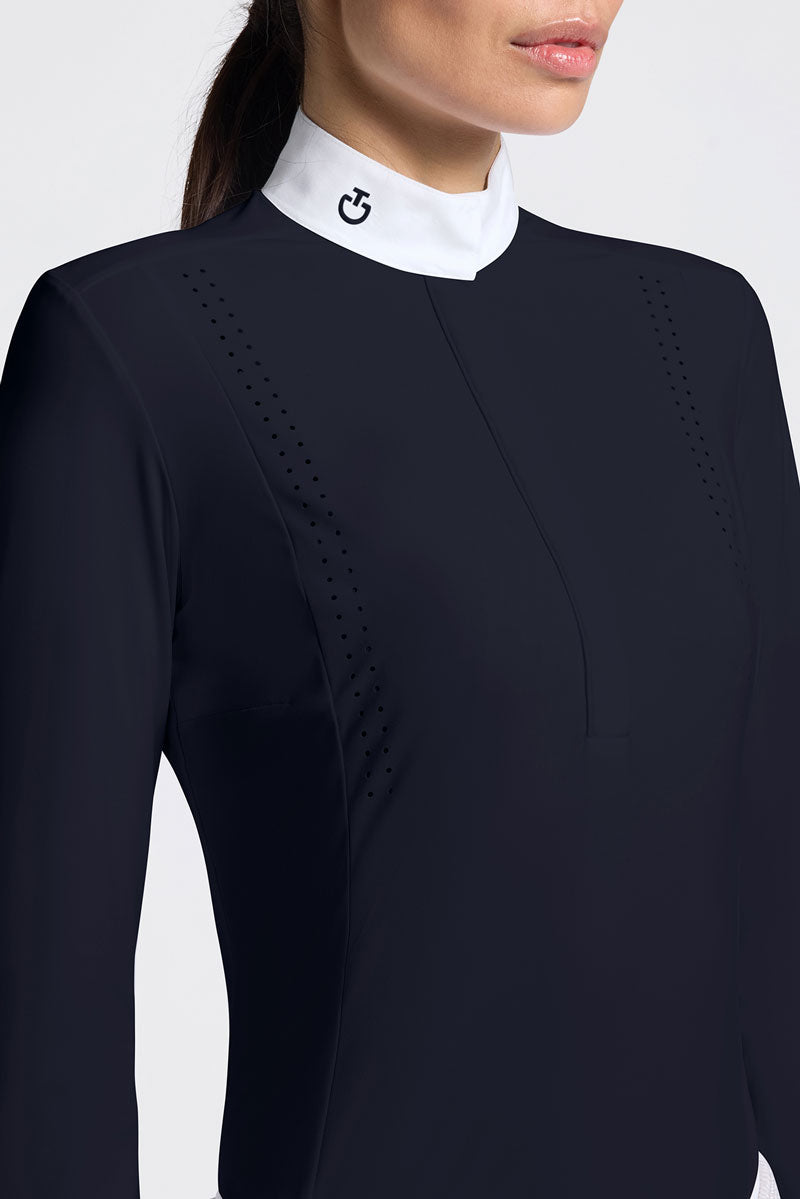 Cavalleria Toscana Perforated Show Shirt Navy