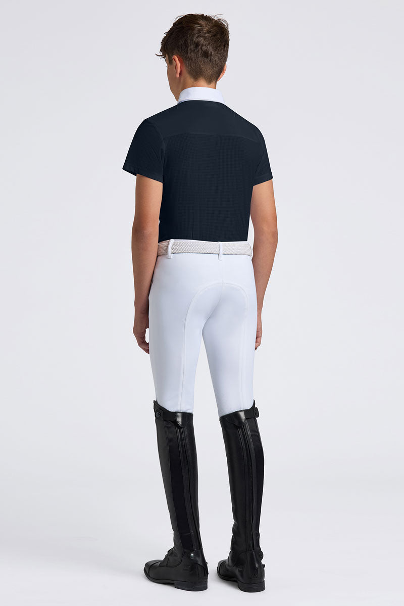 Cavalleria Toscana Boys Perforated Jersey Inserts Show Shirt Navy