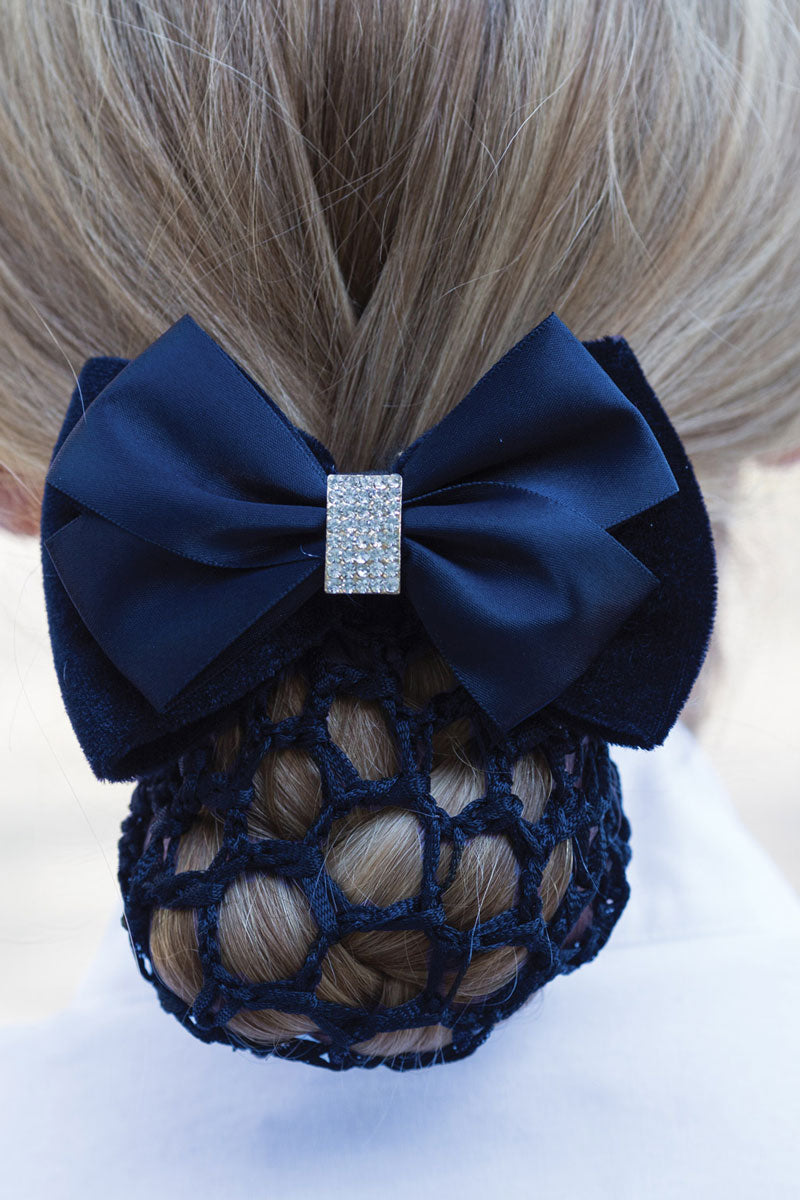 Equetech Dressage Crystal Bow & Net Navy