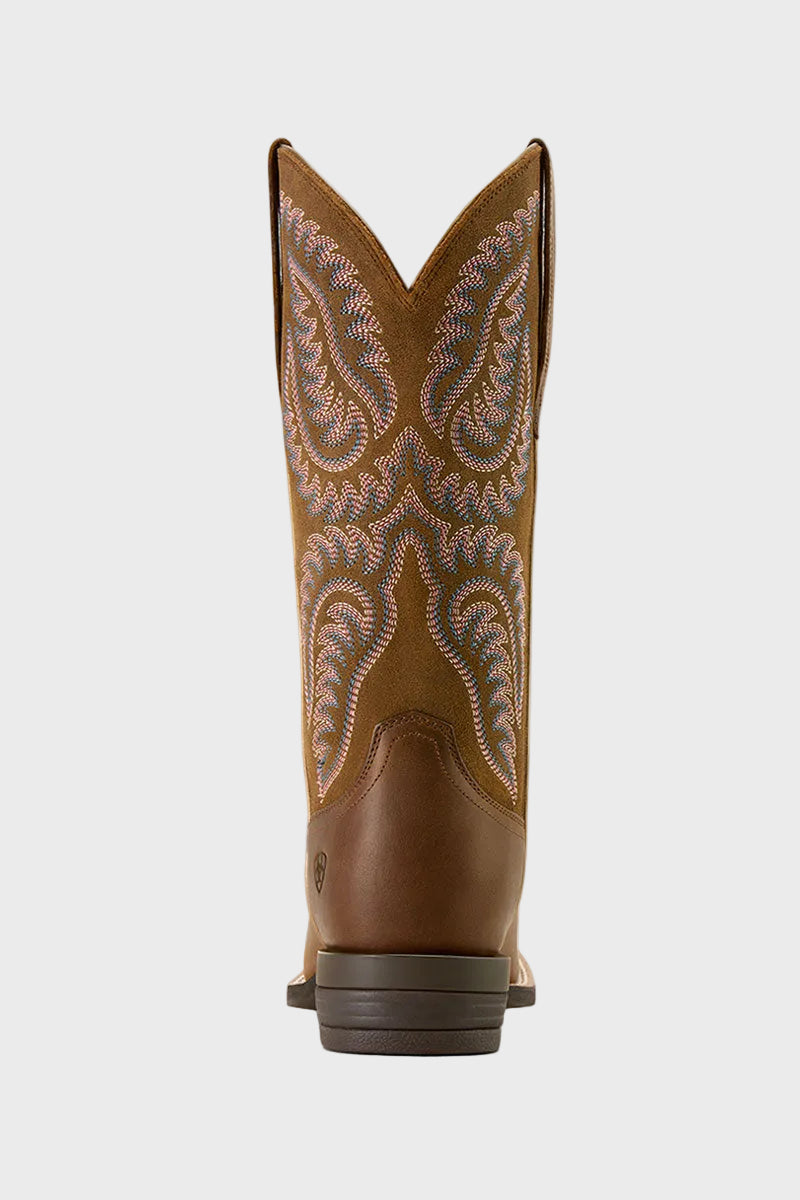 Ariat Cattle Caite Wide Square Toe Western Boot Distressed Brown/Adobe Clay
