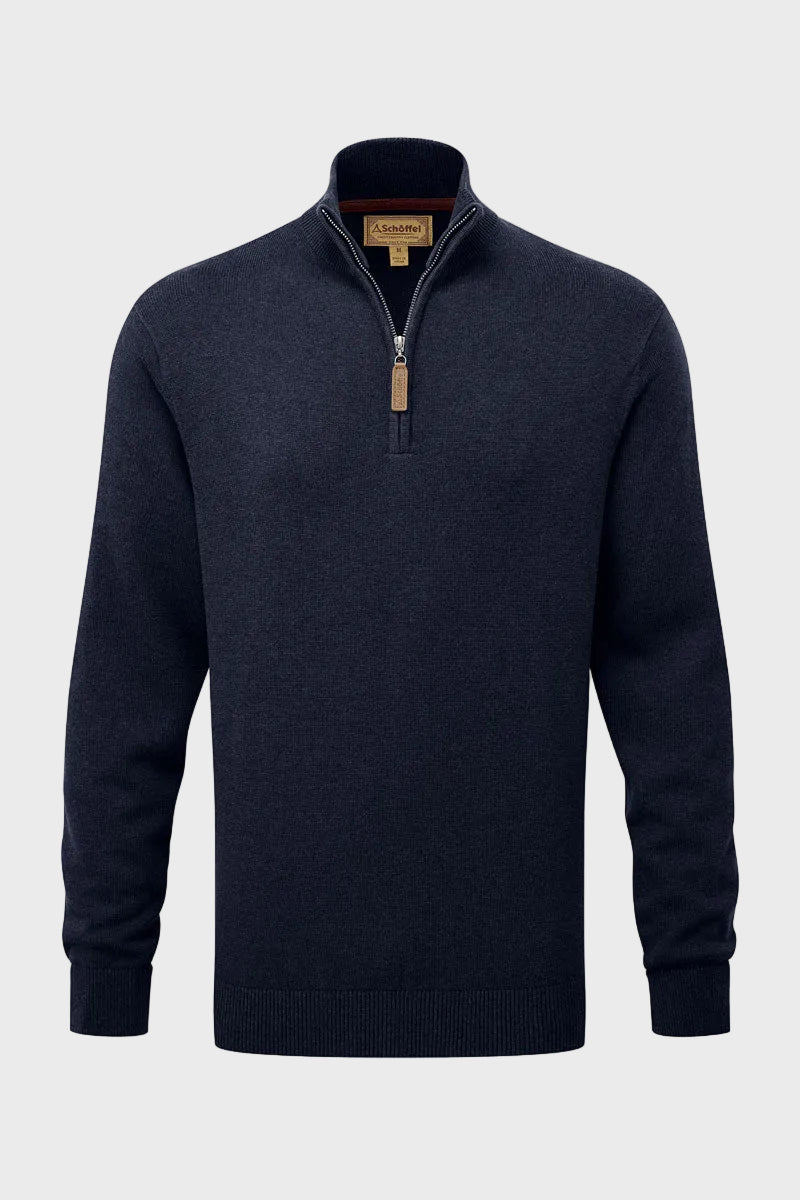 Schoffel Men's Calton Cable Quarter Zip Jumper Navy