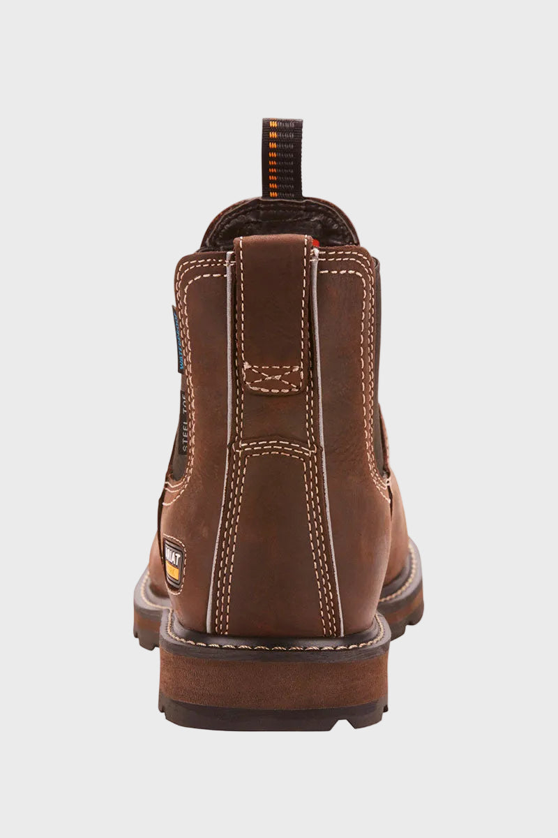 Ariat Men's Groundbreaker Chelsea Waterproof Steel Toe Work Boot Dark Brown 
