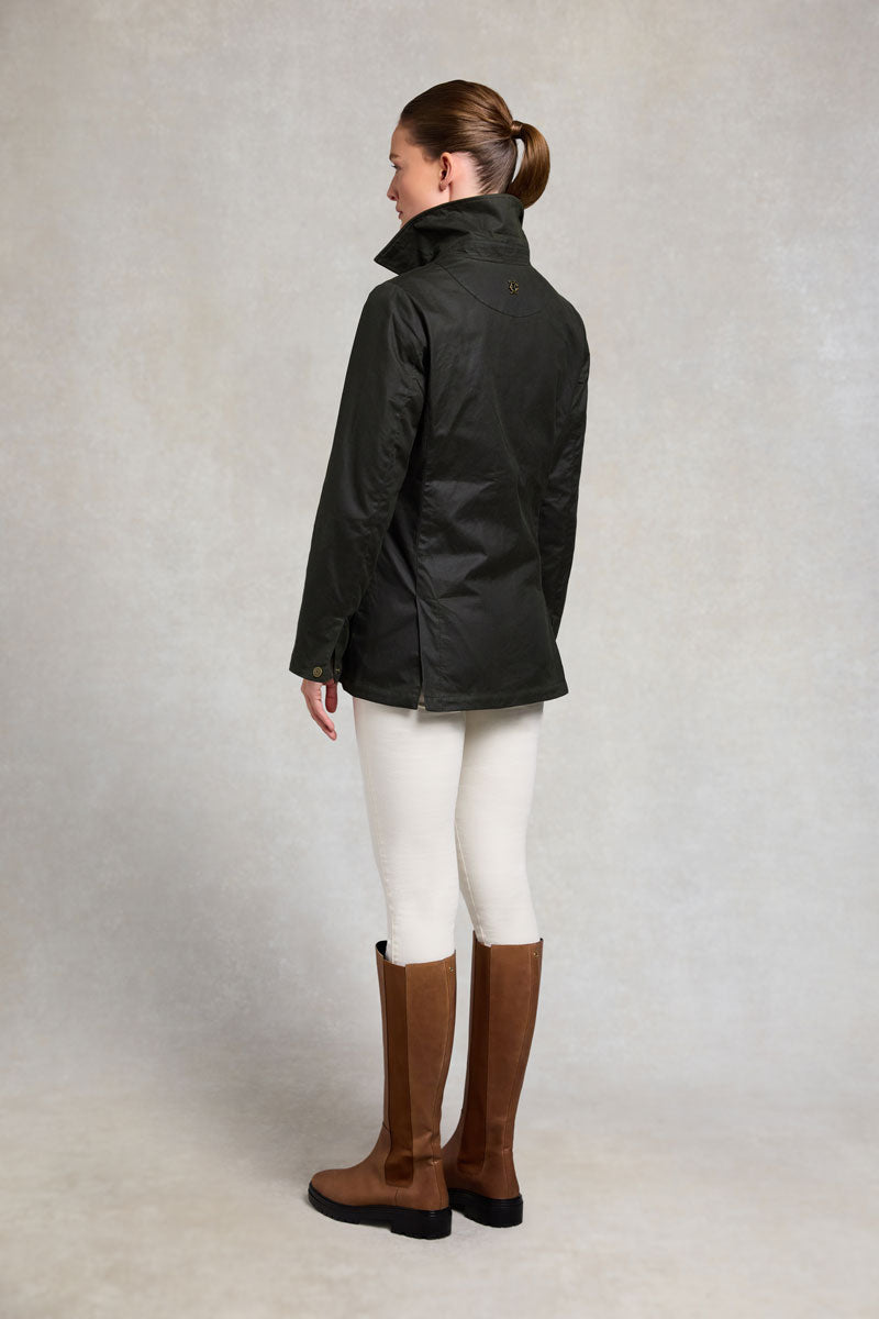 Holland Cooper Belted Waxed Jacket Dark Olive 