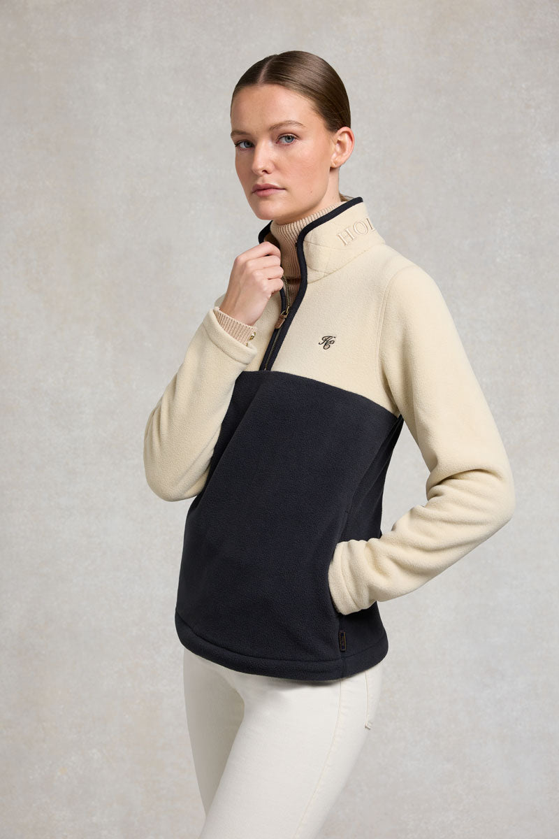 Holland Cooper Country Quarter Zip Jacket Ecru Navy 