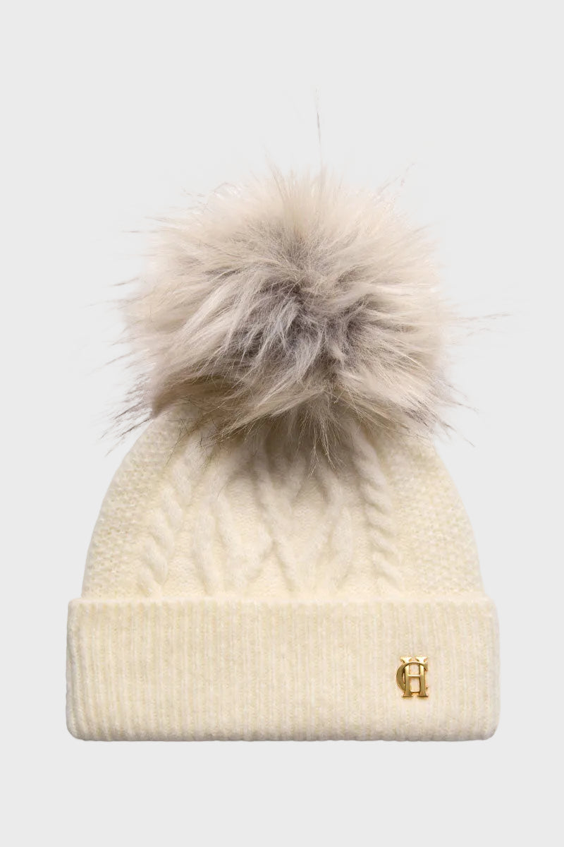 Holland Cooper Sloane Cable Bobble Hat Cream