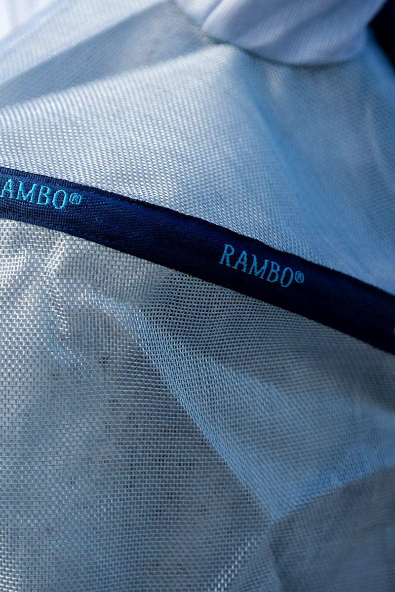 Rambo Plus Fly Mask Azure Blue/Navy & Electric Blue 