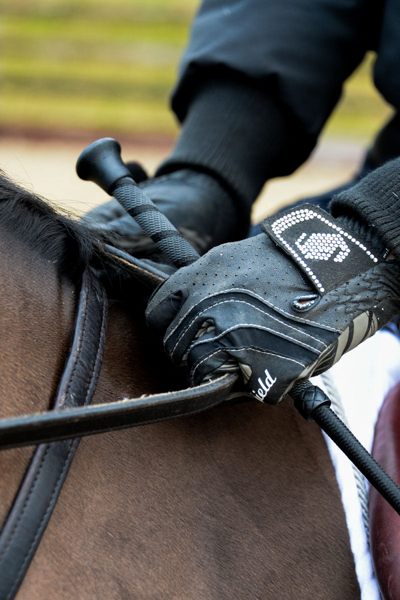 Country Direct Rubber Thread Handle Dressage Whip Black