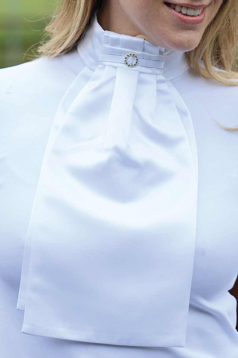 Equetech Diamante Circle Deluxe Ready-Tied Stock White