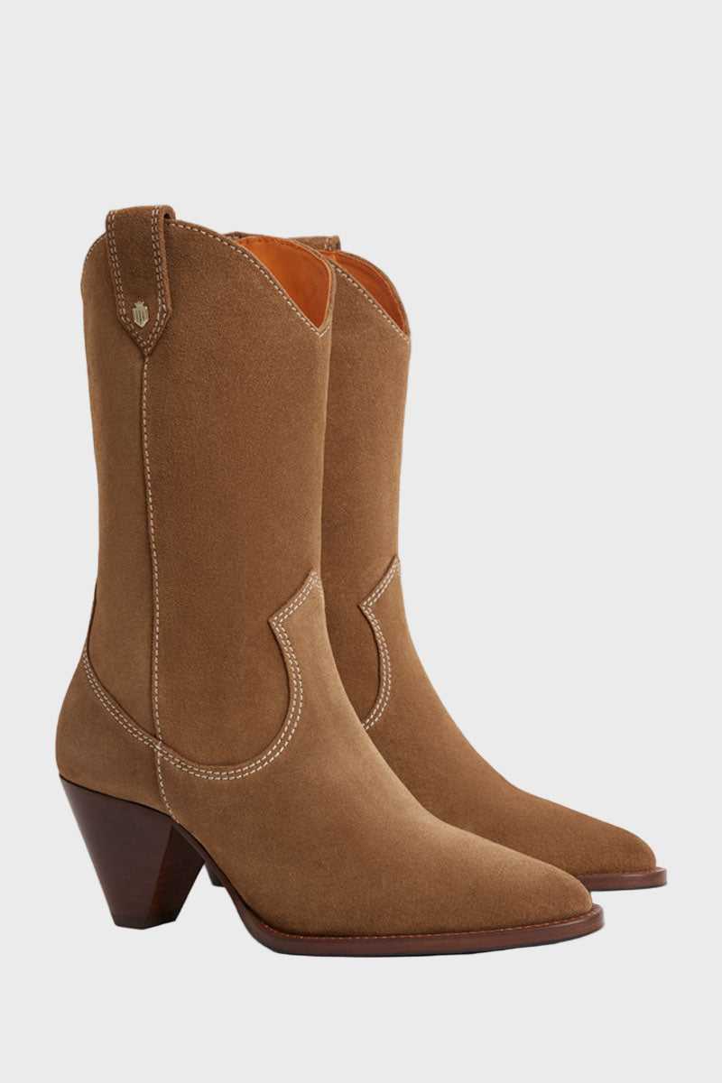 Fairfax & Favor Dakota Mid Calf Boot Tan Suede