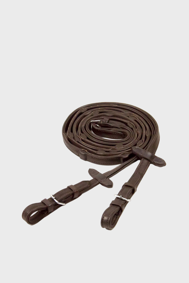 Schockemohle Durasoft Grip Reins Dark Brown/Silver