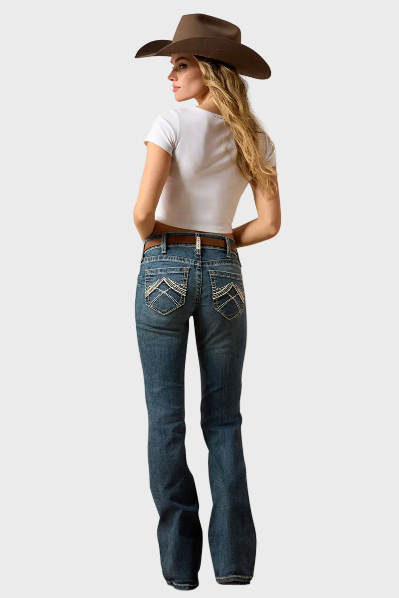 Ariat R.E.A.L. Mid Rise Stretch Whipstitch Boot Cut Jean Rainstorm