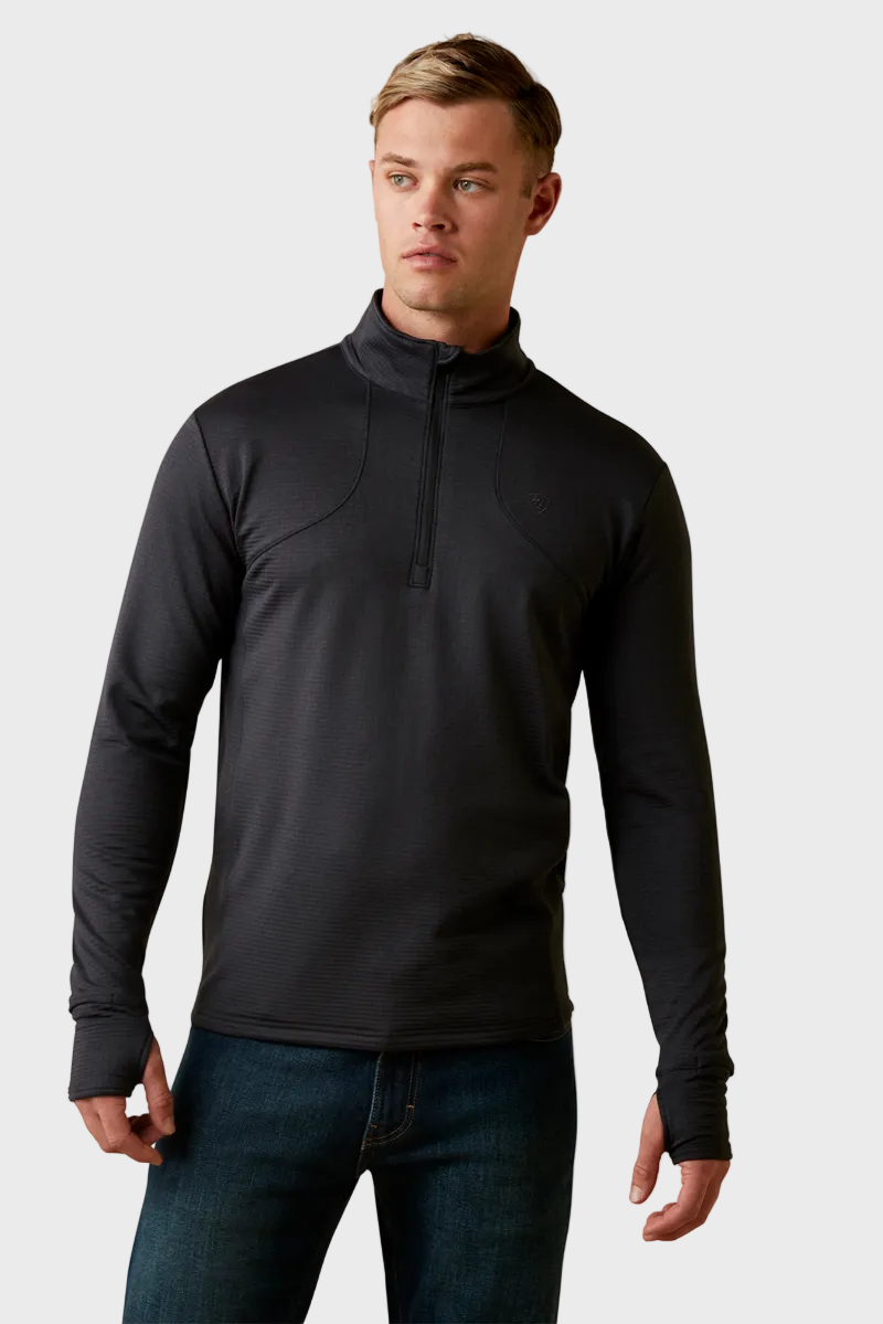 Ariat Men's Gridwork 1/4 Zip Base Layer Black