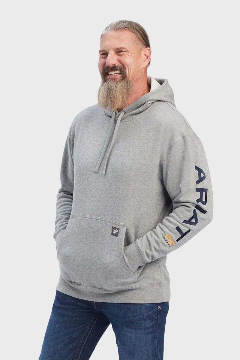 Ariat Rebar Graphic Hoodie Heather Grey/Deep Ultramarine