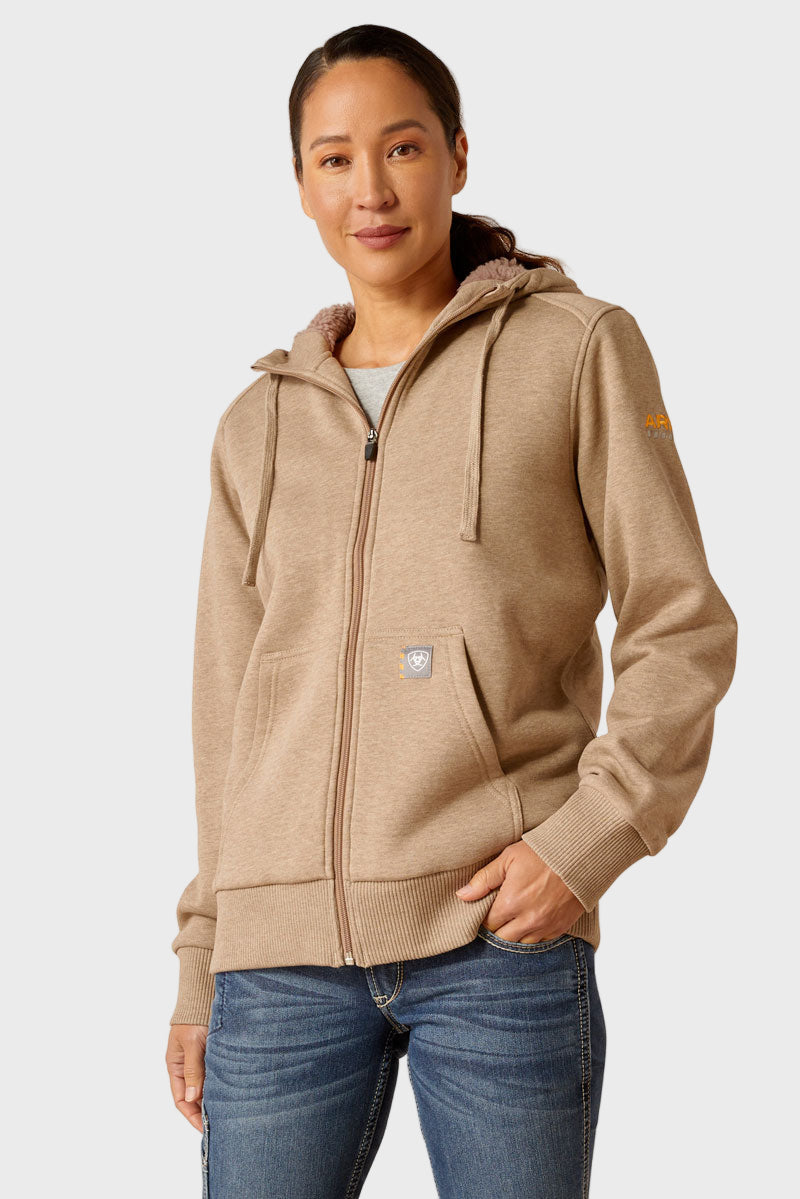 Ariat Rebar All-Weather Sherpa Full Zip Sweatshirt Oatmeal Heather