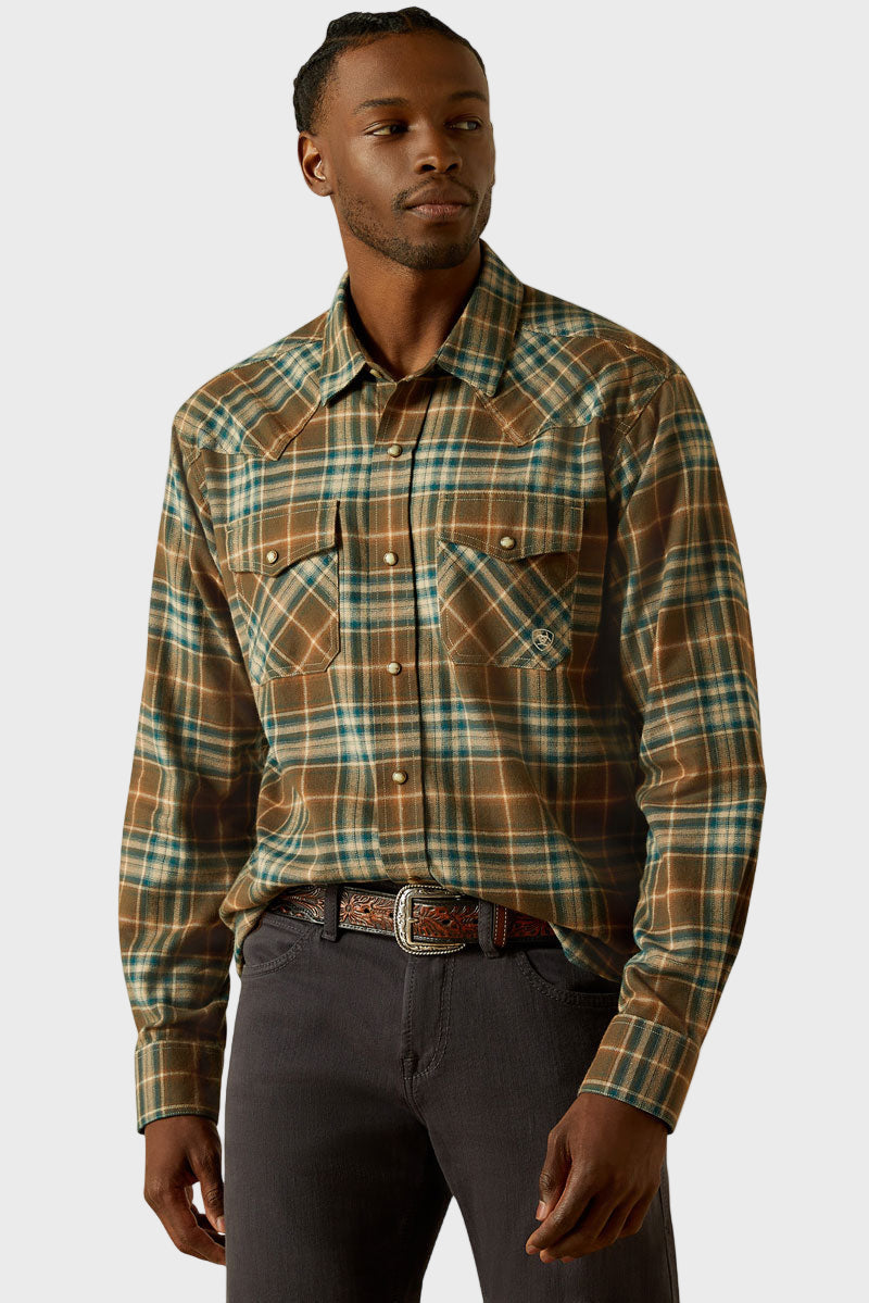 Ariat Men's Henry Retro Shirt Dark Green Print 