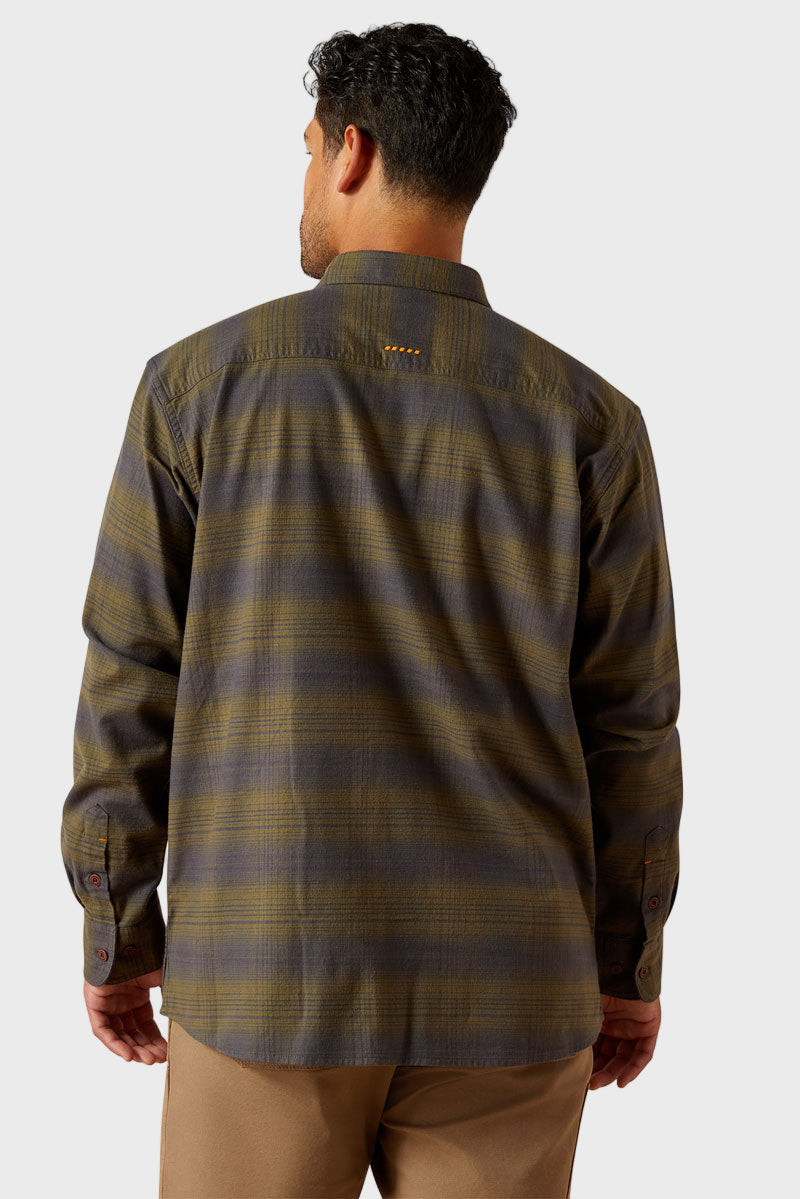 Ariat Men's Rebar Flannel Work Shirt Burnt Olive Print 