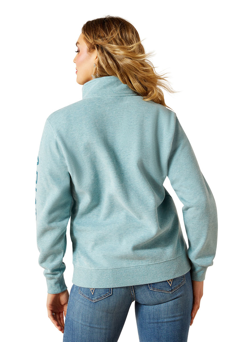 Ariat Foundation Logo 1/2 Zip Sweatshirt Teal Heather