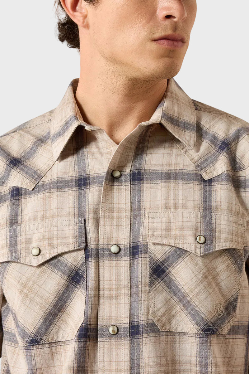 Ariat Men's Retro Hudde Fitted Western Snap Shirt Peyote Plaid 