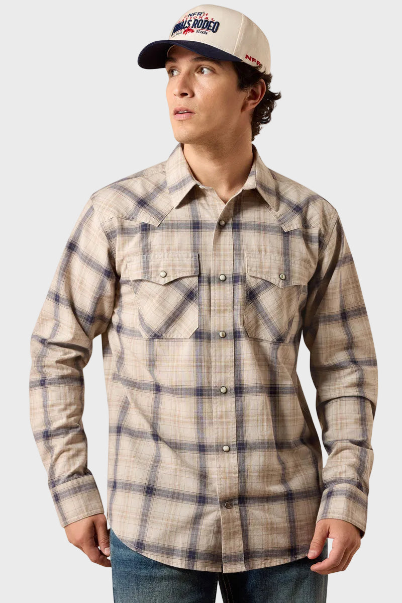 Ariat Men's Retro Hudde Fitted Western Snap Shirt Peyote Plaid 
