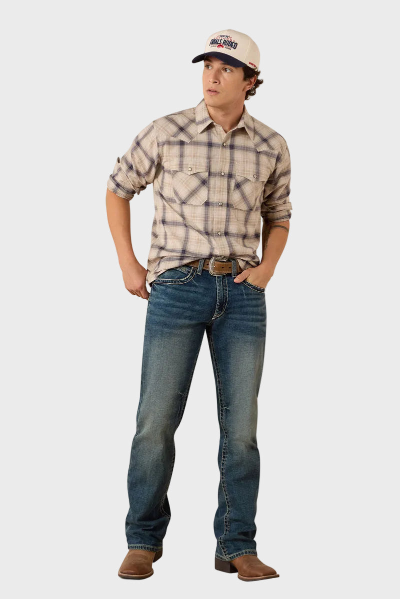 Ariat Men's Retro Hudde Fitted Western Snap Shirt Peyote Plaid 