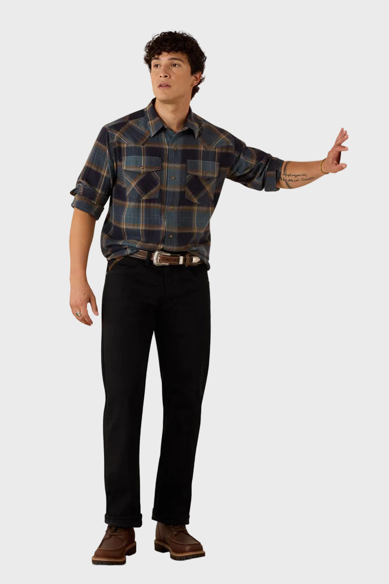 Ariat Men's Retro Harbert Fitted Snap Shirt Inkwell Plaid