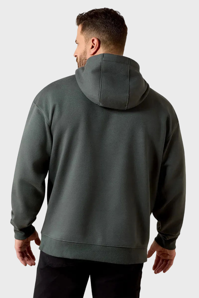Ariat Men's Rebar Workman Graphic Hoodie Steel Green/Black