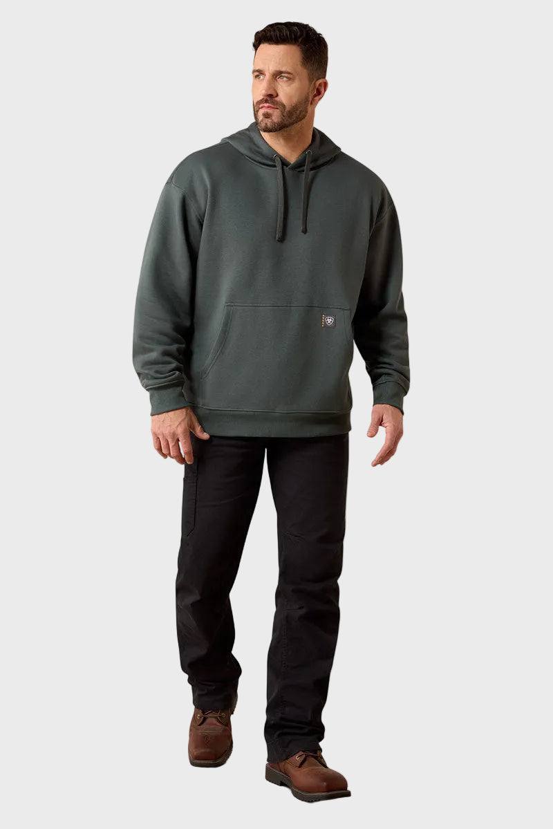 Ariat Men's Rebar Workman Graphic Hoodie Steel Green/Black